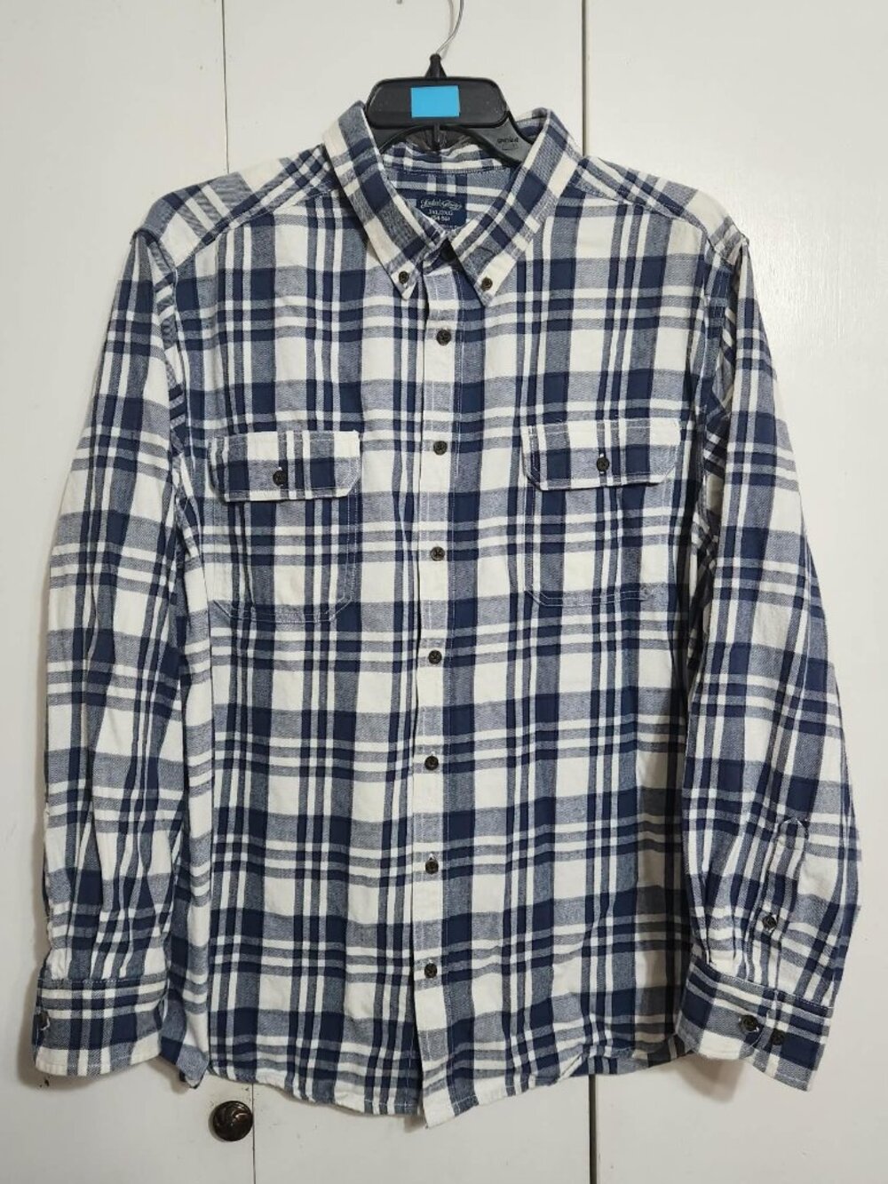 Faded Glory Men 3XL Blue Plaid Flannel Shirt Long Sleeve Button Down 90s Grunge